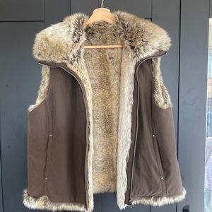 Weatherproof Garment Company reversible faux fur vest brown/tan XL